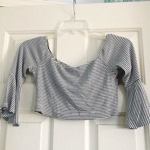 Black and White Striped Crop Top